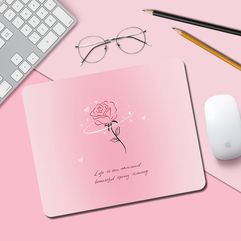 浪漫治愈鼠标垫电脑办公桌面垫女生ins键盘垫定制简约学生书桌垫