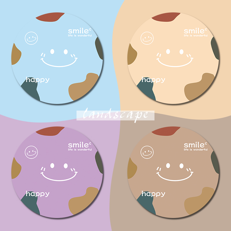 卡通笑脸表情鼠标垫男女生办公电脑键盘垫创意ins定制圆形书桌垫