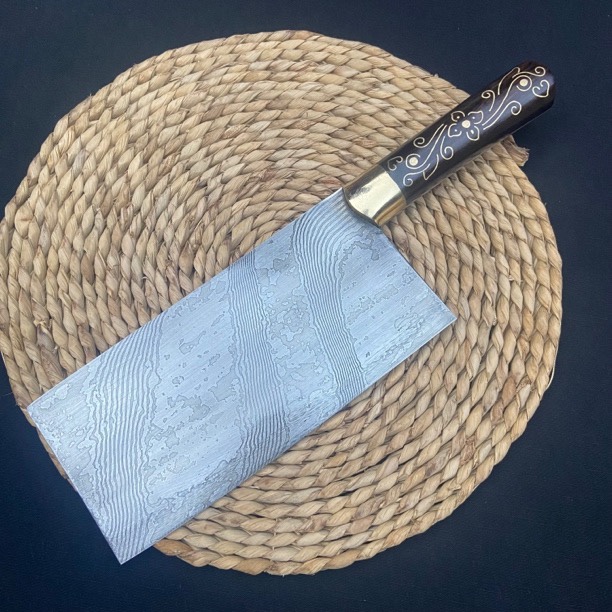 《娄氏匠作》大马士革扭转钢手工锻打家用斩切两用菜刀锋利持久