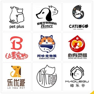宠物馆logo设计猫咖狗舍狗粮猫粮标志水印撸猫周边服务招牌门头VI