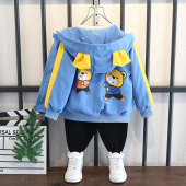 男童外套春秋款 洋气男宝宝小熊连帽婴儿上衣幼儿外穿 夹克2026新款