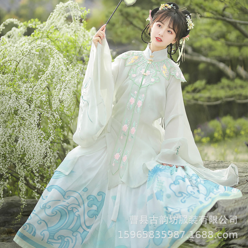 碧吟酥汉服女明制云肩斜襟立领长衫齐腰褶裙古装女春中国风禅意