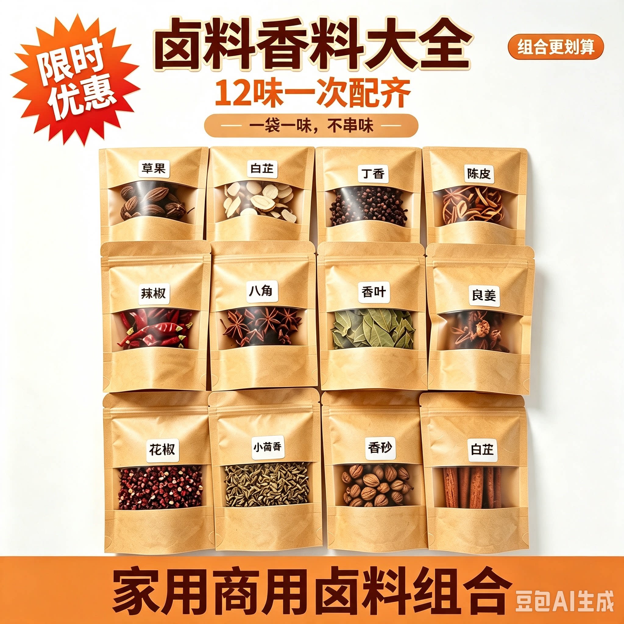 香料调料大全八角大料草果肉桂肉蔻丁香家用商用批发散装组合卤料