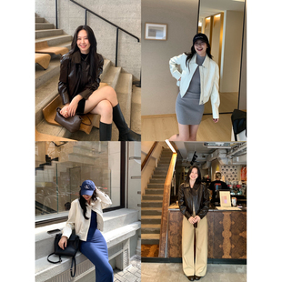 daydayicy 巴赫旧约 夹克皮衣外套女早秋短款宽松复古机车风上衣