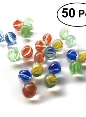 50PCS 14-16mm Colorful Glass Marbles Kids Marble Run Game Ma