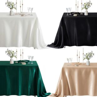 Rectangle Satin Tablecloth Wedding Table Cloth White Black f