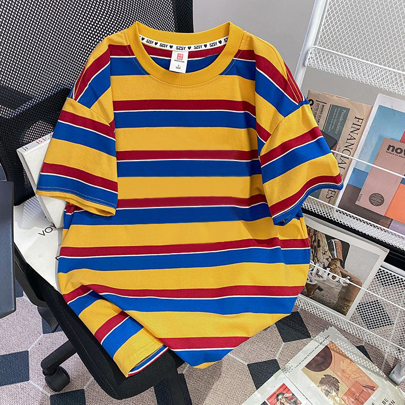 品牌外贸出口~专柜清仓捡漏短袖T恤男装女装条纹宽松潮牌纯棉上衣,男装,秀禾服,淘宝优惠券,粉丝福利购,淘宝优惠卷