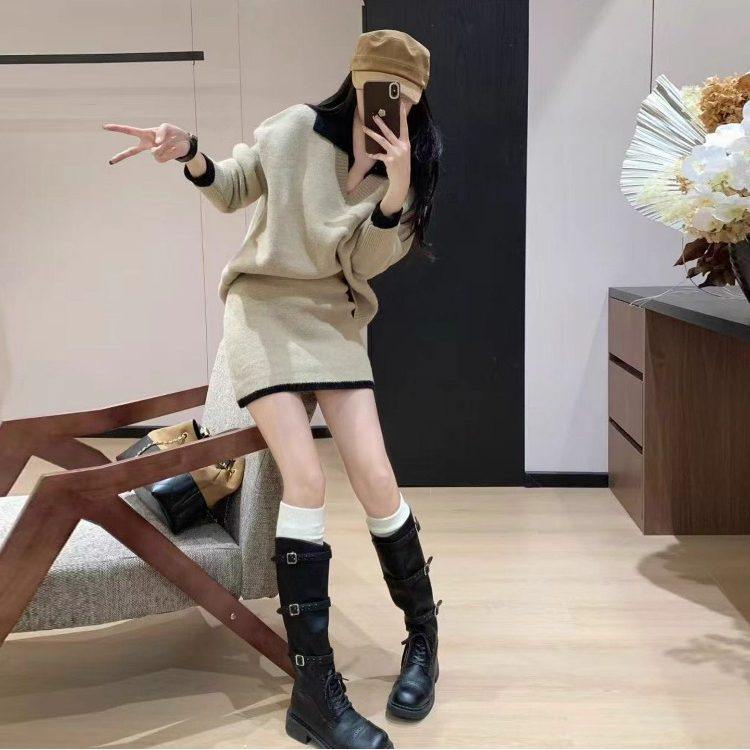 针织毛衣连衣裙子女秋冬季2025新款巨好看穿搭一整套装内搭小个子