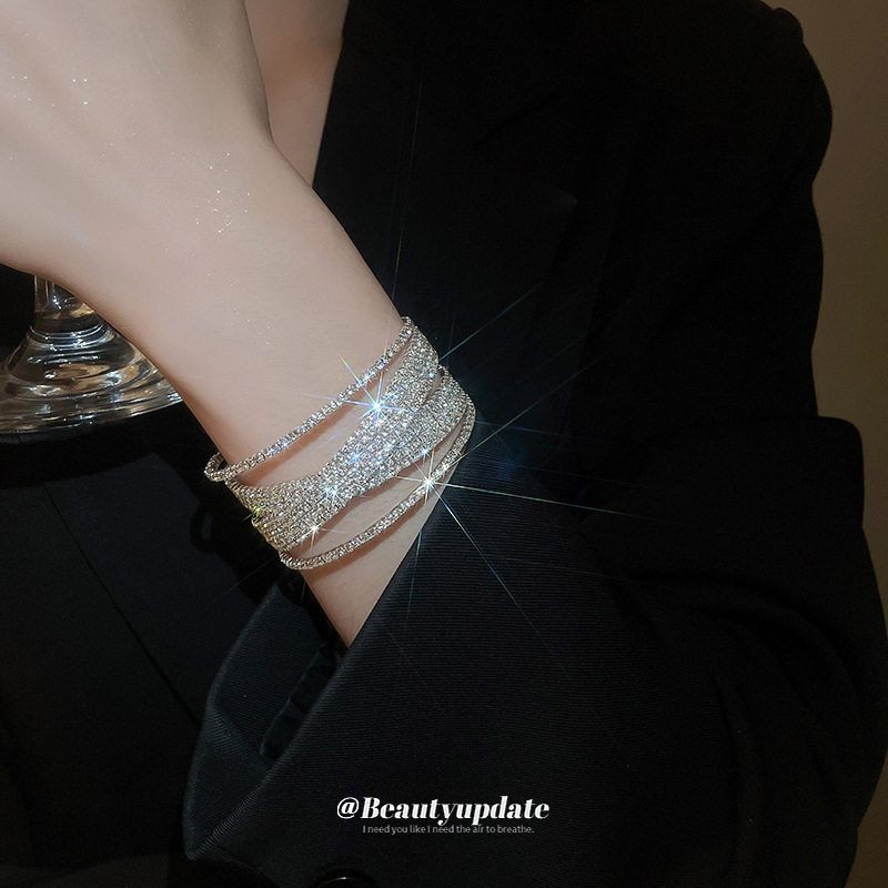 CROSS-BORDER ULTRA-FLASH ARTIFICIAL PEARL CROSS-SET DIAMOND BRACELET EXQUISITE LIGHT LUXURY BRACELET SIMPLE HIGH-END FASHION HAND