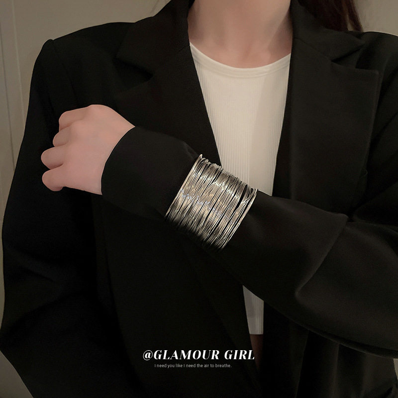 EUROPEAN AND AMERICAN EXAGGERATED MULTI-LAYER HOLLOW ARMBANDS OPEN BRACELETS NICHE CREATIVE DESIGN BRACELETS PERSONALITY COLD WIND BRACELETS