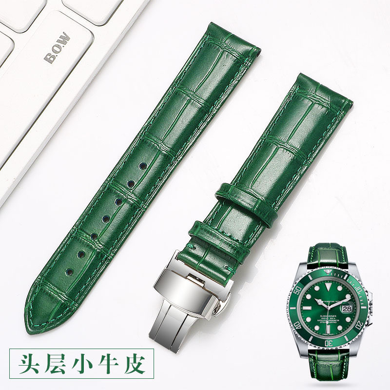 玛斯威顿手表带真皮牛皮适配原装表链绿水鬼K1901-1|EM1707男女士