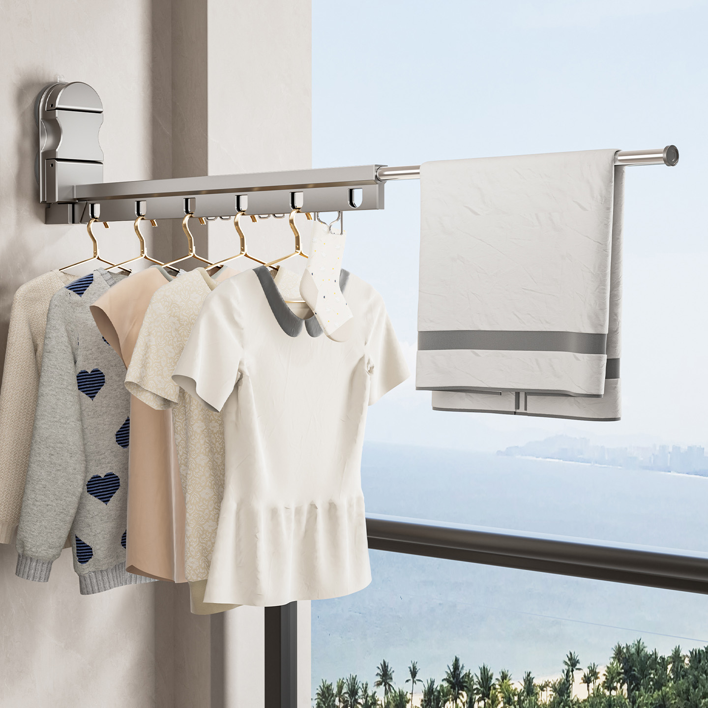 2025新款折叠晾衣架室内悬空