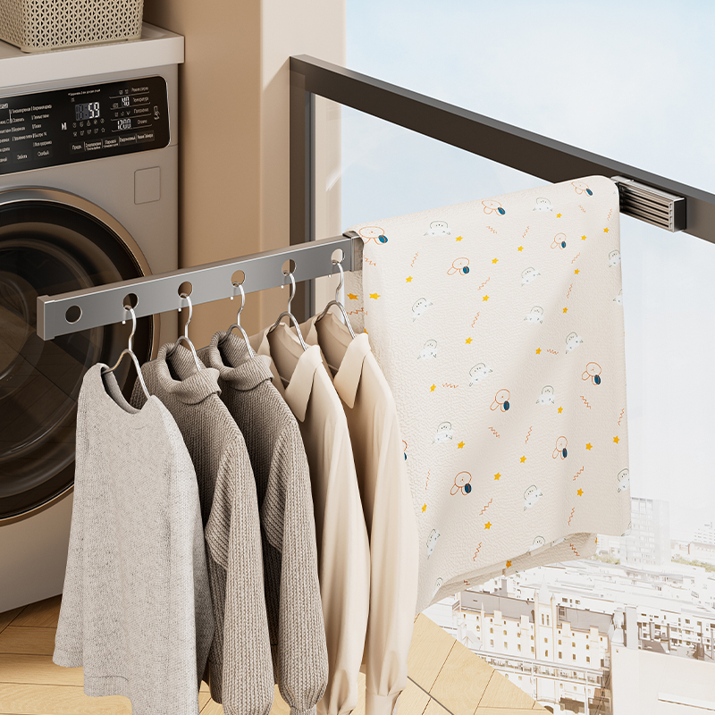 栏杆平开窗窗框晾晒架隐形晾衣架