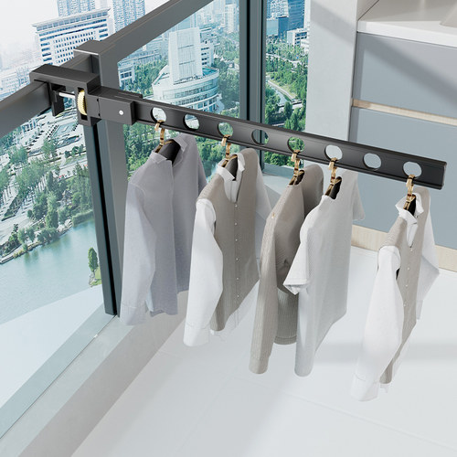 阳台窗外栏杆卡在窗户上的伸缩晾衣架旅游可携式折叠衣架衣杆神器