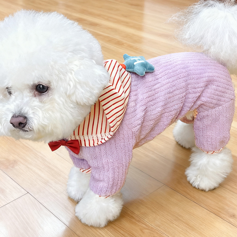 秋冬季小狗狗衣服小型犬比熊泰迪雪纳瑞防寒保暖宠物四脚衣可牵引