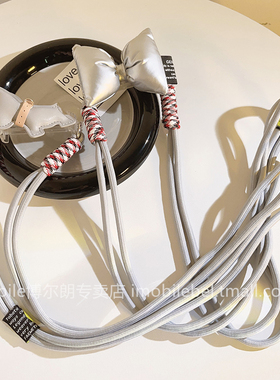 潮牌ins卡通立体皮质灰色法斗犬背夹斜跨长款挂绳适用于手机壳DIY创意手机挂件便携背带挂脖趣味网红可爱女款