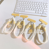 可爱卡通荷包蛋早餐盘子手机挂饰品创意短款 手腕带编织带手绳含夹片挂牌手机配件多功能钥匙扣包包配饰品挂绳