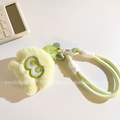 可爱学生妹背包手机壳挂饰毛绒布偶小挂件通用手机壳牛油果绿喷射小战士挂饰品短款 编织带手腕绳吊坠含夹片绳