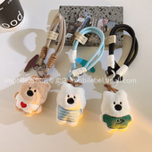 毛茸茸公仔立体卡通大鼻子小狗编织短挂绳适用于手机壳百搭趣味可爱女款 钥匙扣耳机包包挂饰便携腕带手环女款