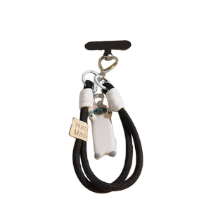 可爱卡通旋转长条蓝猫手机壳挂链条女款学生妹背包挂饰品挂件耐用黑色短款可爱粉异瞳白猫挂绳吊坠车钥匙挂件