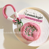 学生妹背包挂饰品潮牌ins手机壳圆形零钱包挂饰品短款 手腕带挂链耐用结实编织带挂链创意小巧收纳袋钥匙挂绳