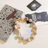 VIVO便携腕带手环钥匙扣创意挂链韩风女款 小众个性 ins咖色蝴蝶结手工串珠手链适用于手机壳苹果华为小米OPPO