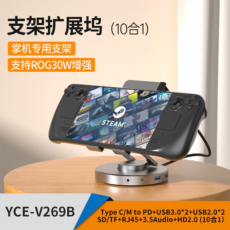 掌机支架拓展坞适用于steamdeck/rog ally/OneXPlayer/ayaneo/gpd win/aokzoe/Switch充电显卡配件底座扩展坞 3C数码配件 USB HUB/转换器 原图主图