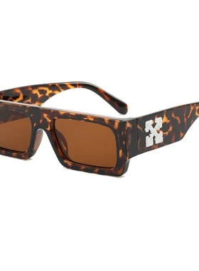 方框雪花2021欧美炫酷小脸眼镜新款太阳镜配饰黑色光身框架墨镜