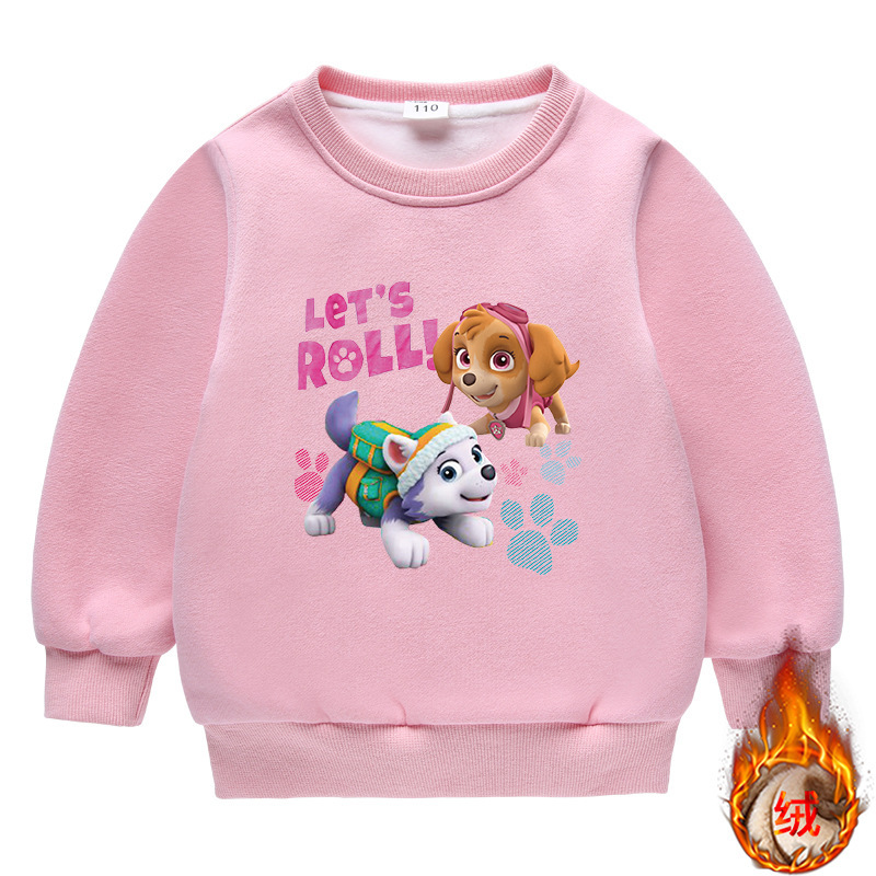 女宝宝卫衣加绒冬季保暖上衣女童汪汪队衣服儿童双层绒加厚打底衫