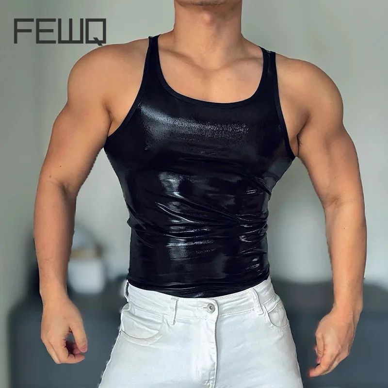 FEWQ New Sexy Men's Vests Solid Color Casual American Menswe