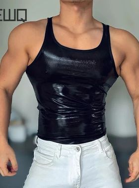 FEWQ New Sexy Men's Vests Solid Color Casual American Menswe