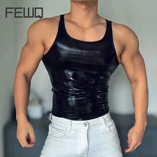 FEWQ New Sexy Men's Vests Solid Color Casual American Menswe