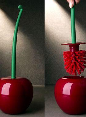Creative Cherry Shape Toilet Brush Set Long Handle Replaceab