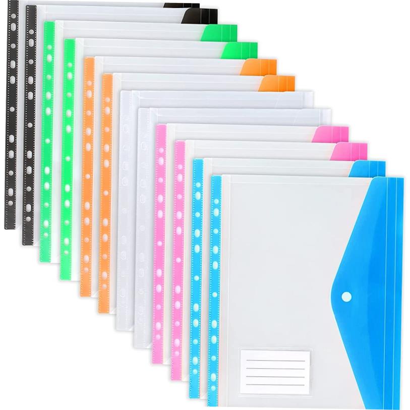 A4 Size Plastic File Folders Wallets Colorful Document Files