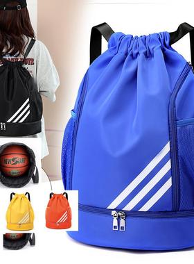 Large Drawstring Soccer Backpack Sport Gym Bag With Shoe Com