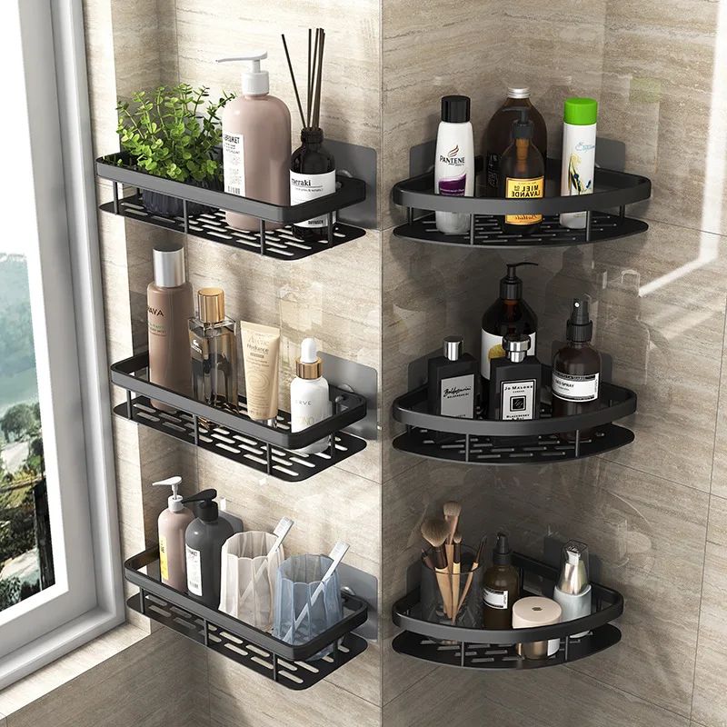 Bathroom Shelf Makeup Storage Organizer Aluminum Alloy Shamp