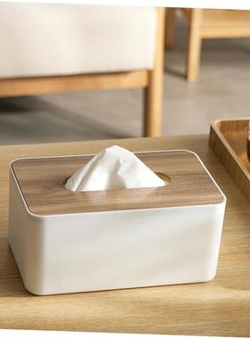 tissue box room paper storage napkin holder 收纳竹盖纸巾盒