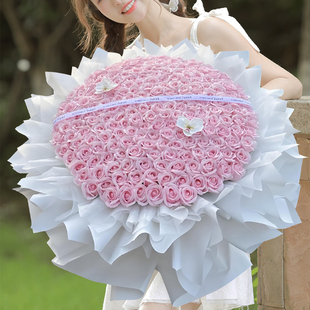 199朵超大玫瑰花束永生花仿真香皂花告白情人节送女朋友生日礼物