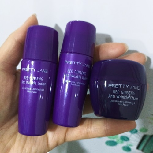 韩国进口珀di～珍红参抗皱系列水乳面霜旅行套装补水保湿紧致抗皱