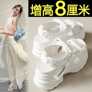 厚底罗马凉鞋女夏季外穿2026新款小个子增高百搭休闲运动沙滩凉鞋