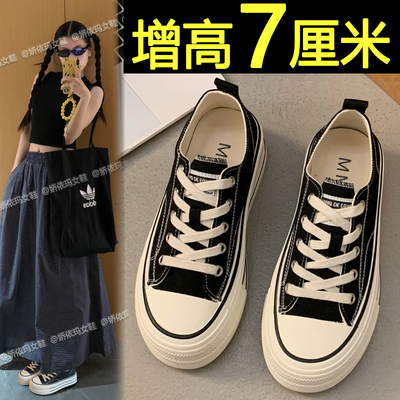 轻便透气内增高帆布鞋厚底板鞋