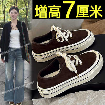内增高复古百搭帆布鞋厚底板鞋