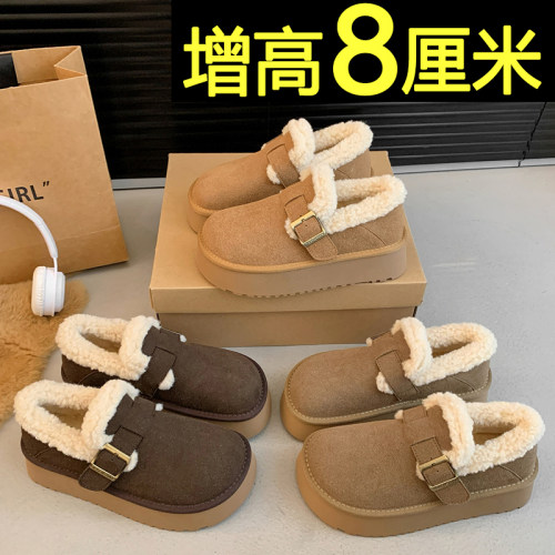 内增高加绒勃肯鞋厚底乐福棉鞋