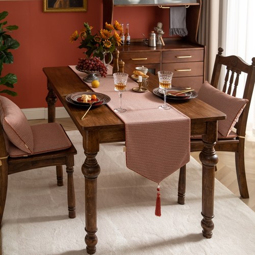 波纹提花桌旗高档质感复古中古风