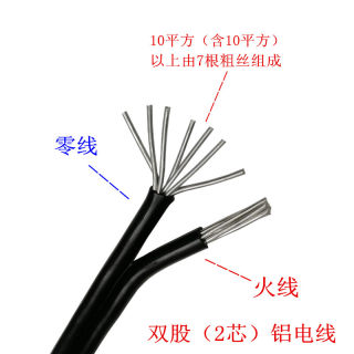 铝芯电缆线16平方电线10黑色双根平行线双股铝线入户外架空老化|