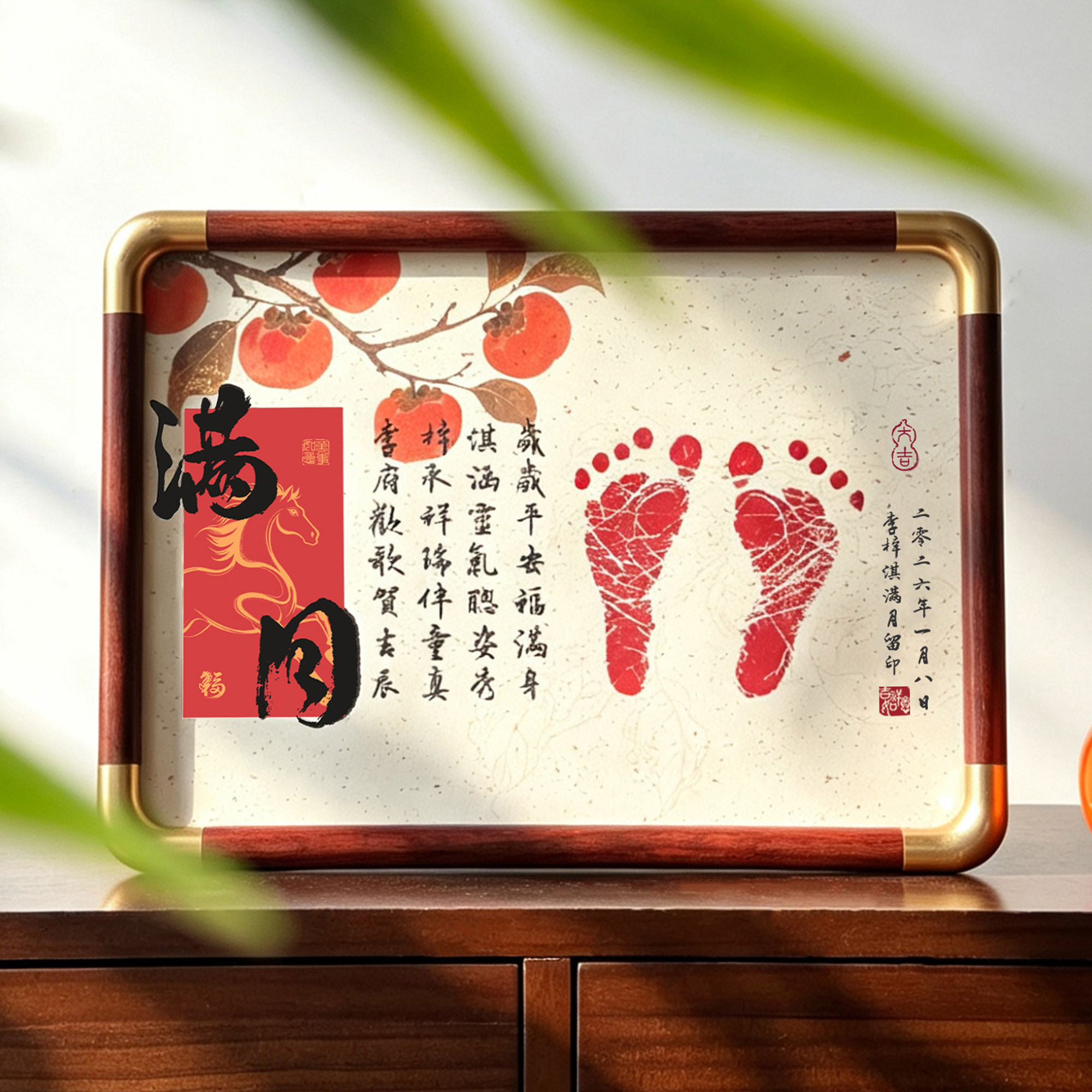 周岁蛇宝宝马婴儿满月百天手足印