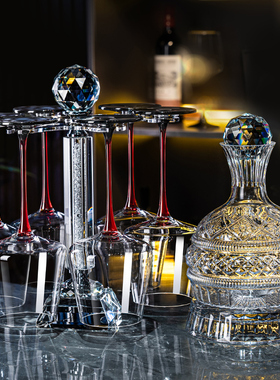 红酒杯套装家用高级感摆件高脚杯轻奢高档葡萄酒杯红酒酒具三件套