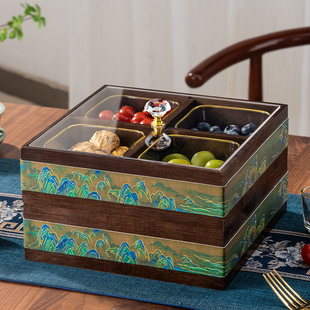 干果盒家用客厅茶几糖果瓜子坚果零食收纳果盘轻奢高档创意中国风
