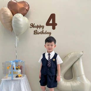 ins森林系儿童生日装饰一周岁气球男孩女孩拍照道具234背景墙布置