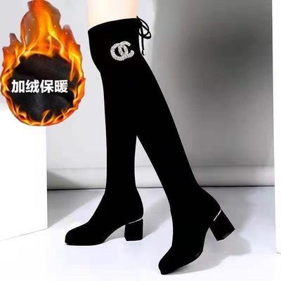过膝长靴女粗跟显瘦腿弹力靴中跟长筒靴子网红瘦瘦靴2025新款高靴